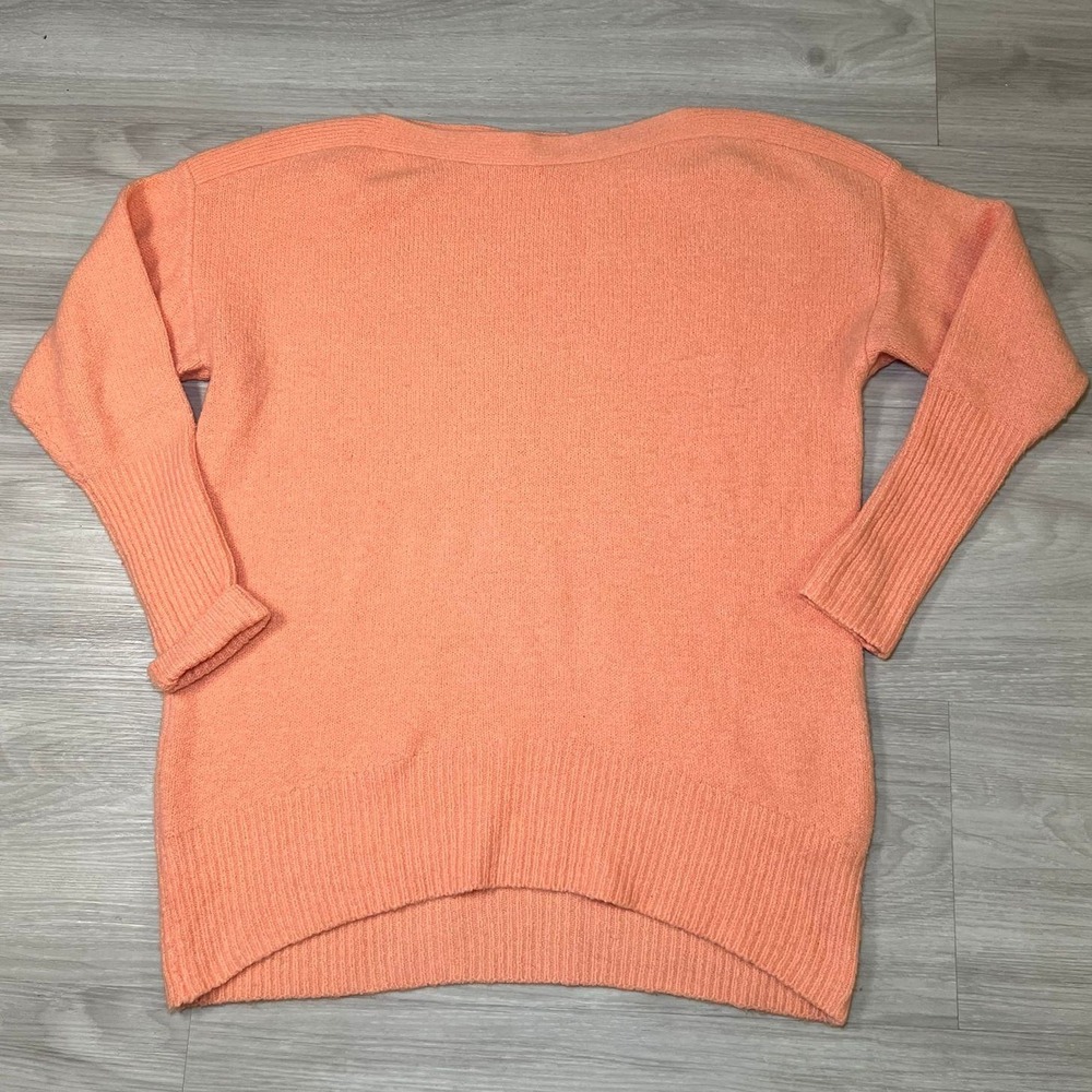 Anthropologie Salmon Orange Boat Neck Ribbed Knit Sweater Size Small